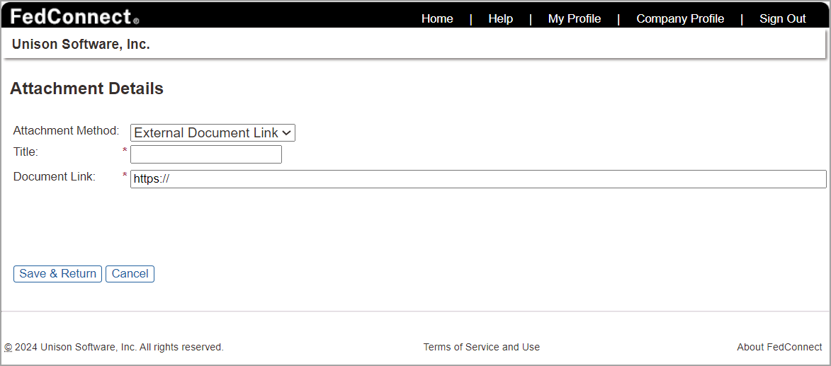 Attachment Details Page with External Document Link